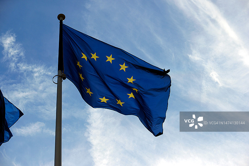 蓝色欧盟旗帜图片素材