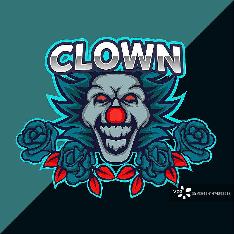 电竞团队小丑吉祥物Logo模板图片素材