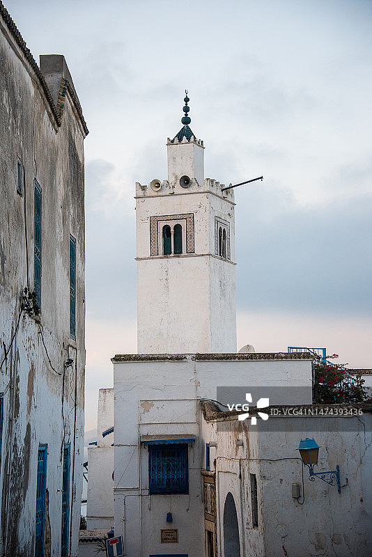 突尼斯西迪布赛的清真寺图片素材