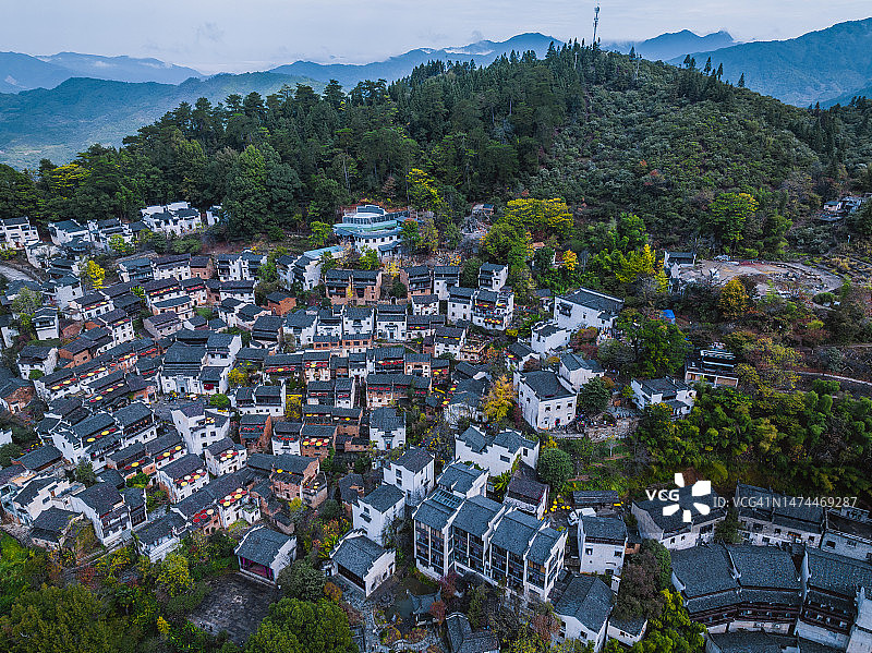 江西省篁岭旅游度假区的秋色图片素材