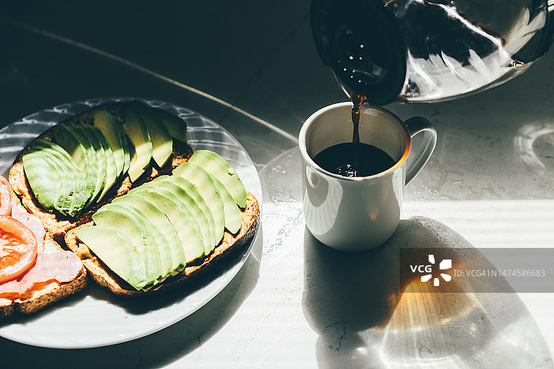 牛油果吐司咖啡早午餐图片素材