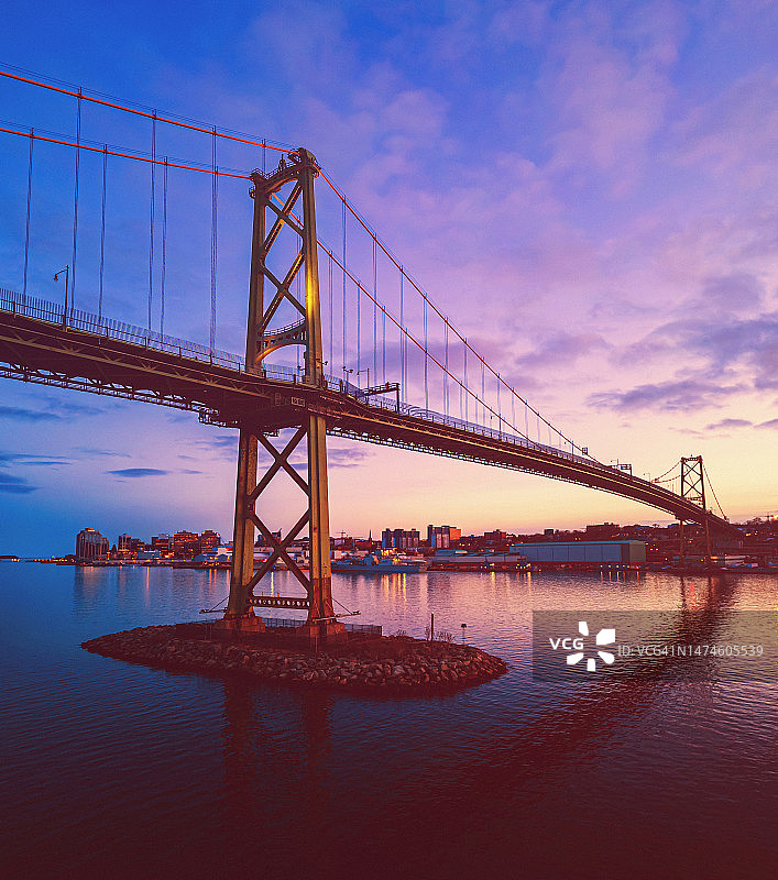 日落桥梁剪影图片素材