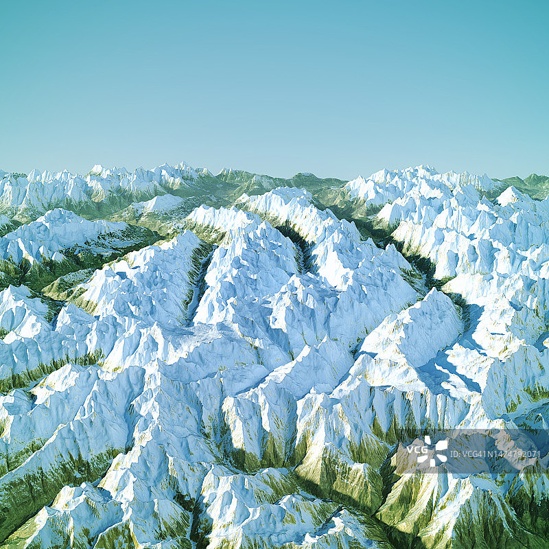 Ötztal阿尔卑斯地形图南部彩色3D视图图片素材