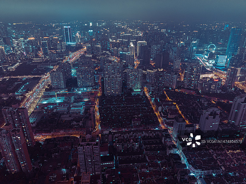 上海夜景天际线图片素材