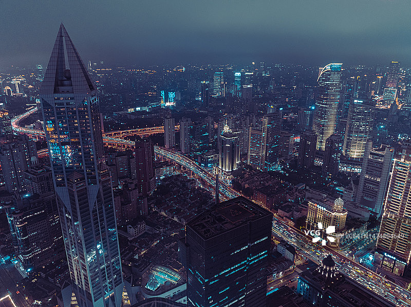 上海夜景天际线图片素材