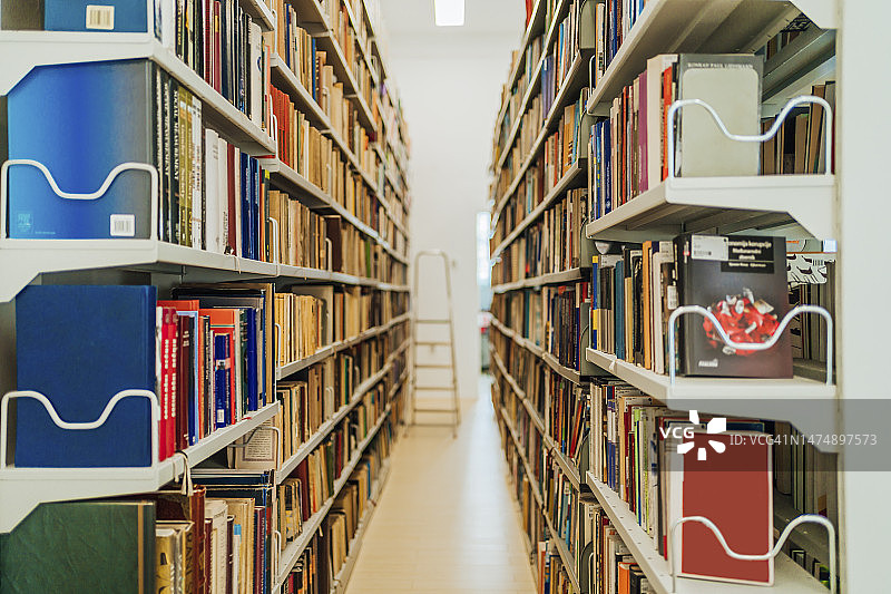 公共图书馆里的书架图片素材