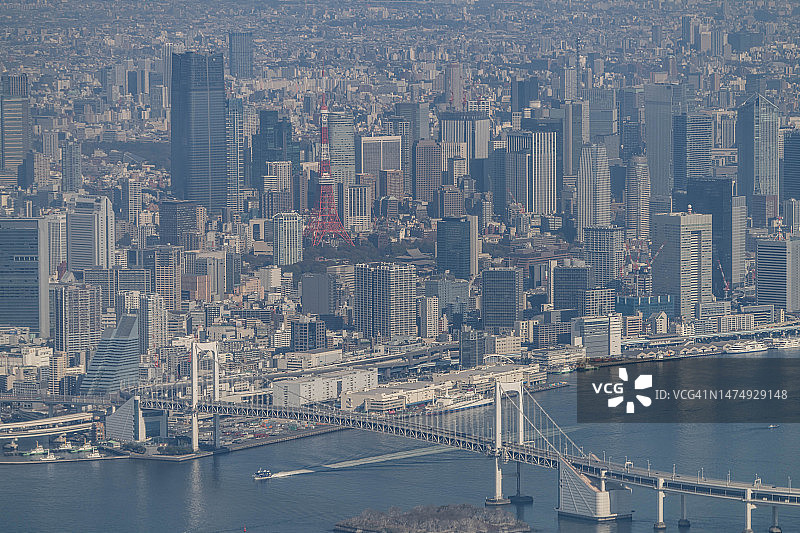 飞机航拍日本东京水滨景色图片素材