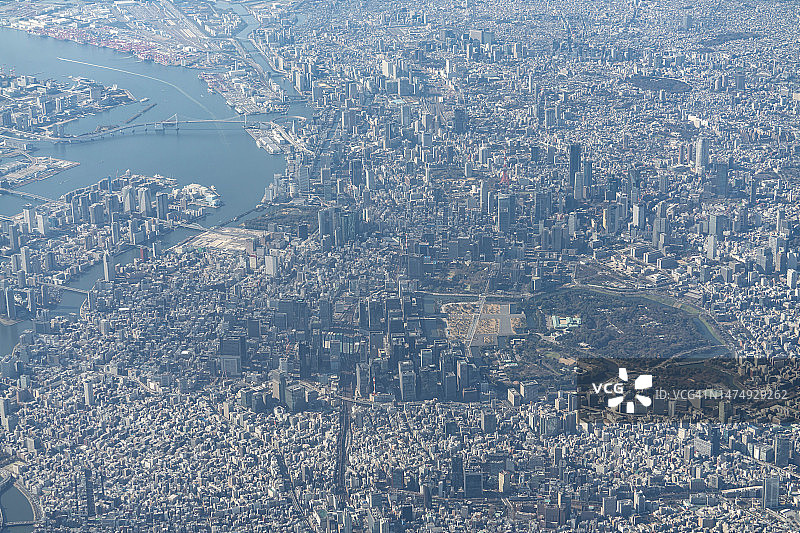 从飞机上俯瞰日本东京景观图片素材