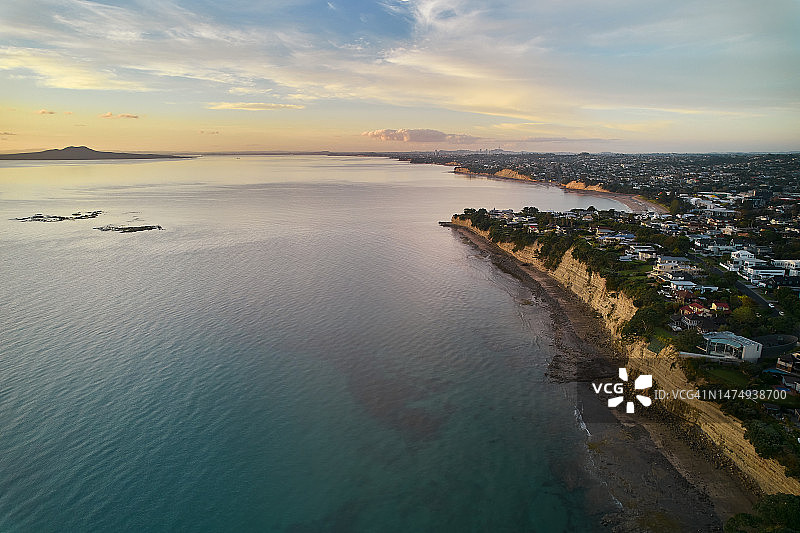 东海岸海湾鸟瞰图图片素材