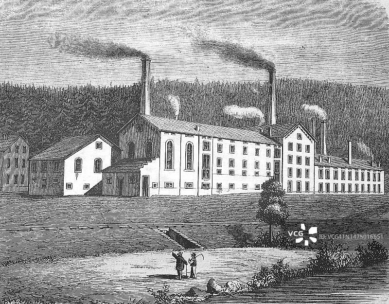 德国茨维考附近凯恩斯多夫的面包店和啤酒厂，1892年发布的照片或插图，19世纪原创艺术品的数字修复复制品，确切的原始日期未知图片素材