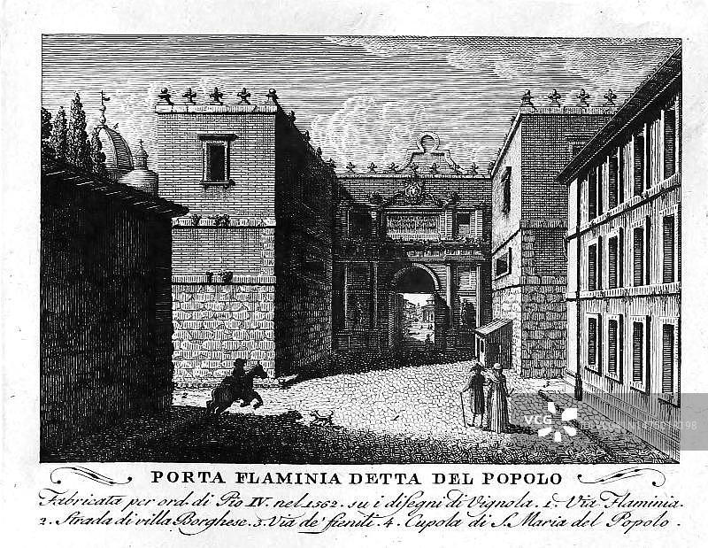 罗马人民广场的弗拉米尼亚门，意大利图片素材