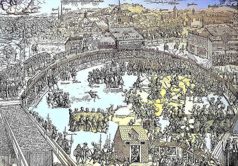 1573年德国茨维考的民俗节日（19世纪原版数字修复 reproduction）图片素材