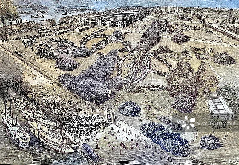 1884年美国新奥尔良世界博览会（历史数字化修复）图片素材