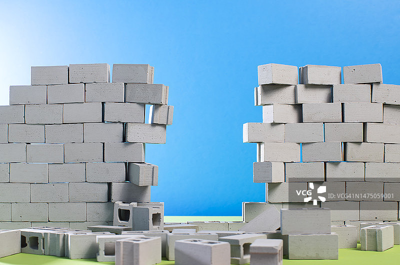 砌块墙的缺口图片素材