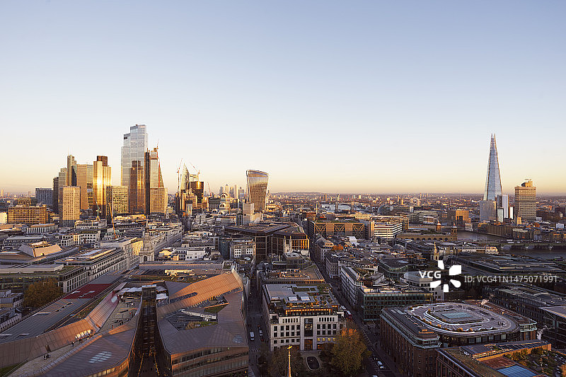 伦敦天际线日落景观鸟瞰图片素材