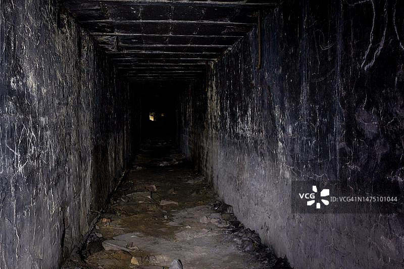 波兰森林中部的废弃度假村图片素材