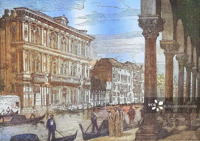 1860年威尼斯历史钢版画图片素材
