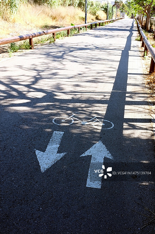 可持续生活方式与绿色出行自行车道图片素材