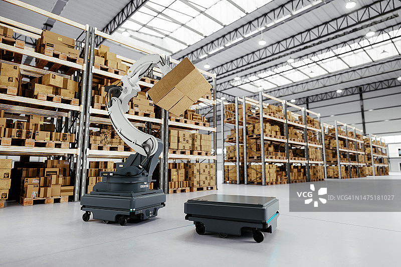 智能仓储自动化机器人与机械臂图片素材