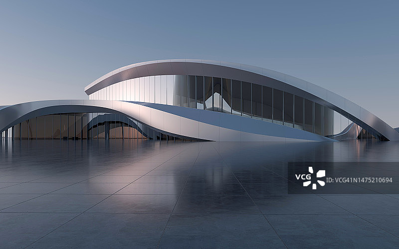 空旷的广场前的现代建筑图片素材