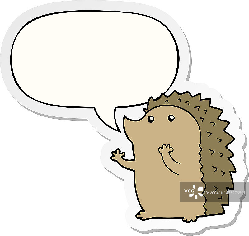带对话气泡的卡通刺猬贴纸图片素材