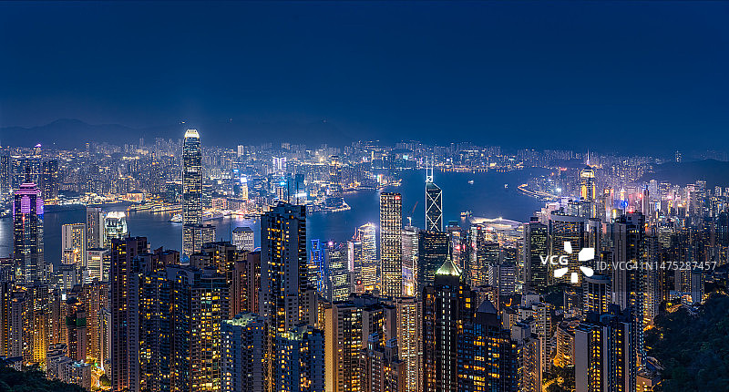 香港日出时分的天际线图片素材