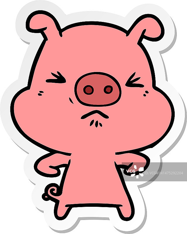 愤怒的卡通猪贴纸图片素材