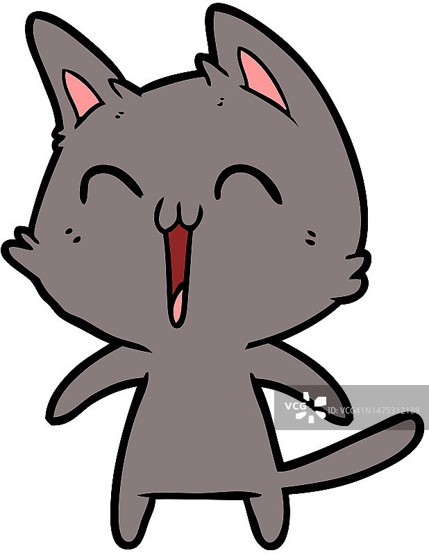 快乐的卡通猫喵叫图片素材