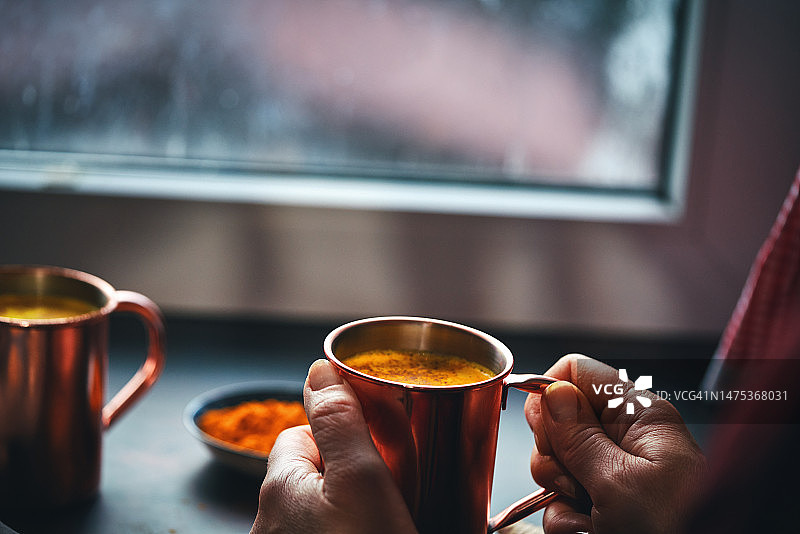 姜黄健康黄金奶图片素材