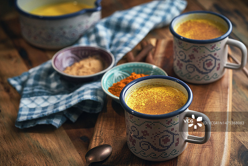 姜黄健康黄金奶图片素材