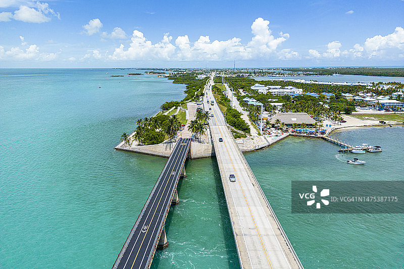 马拉松礁岛与七英里大桥航拍图片素材