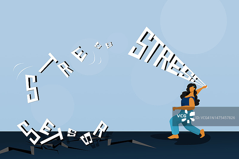 医疗保健图解概念：女性摆脱压力，改善心理健康图片素材