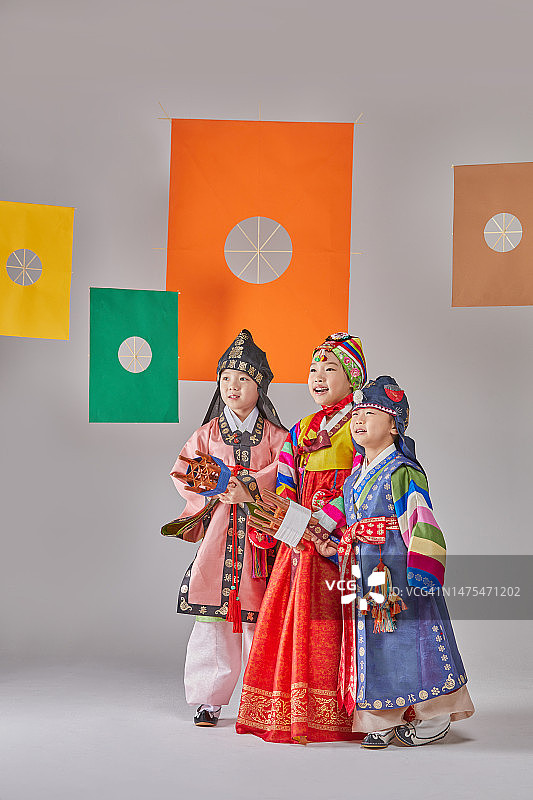 韩国人，儿童，节日，风筝，放风筝图片素材