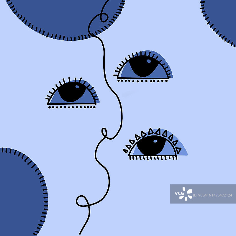极简眼睛和面部插图图片素材