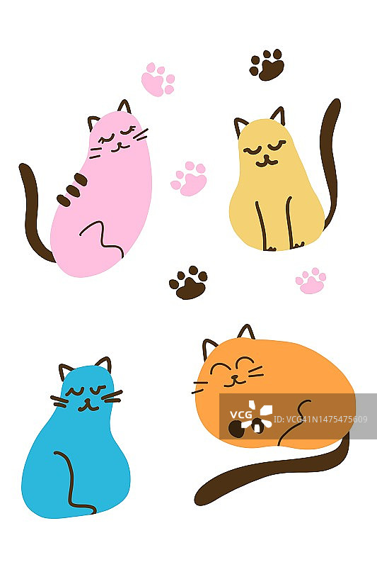 简约猫咪绘画图片素材