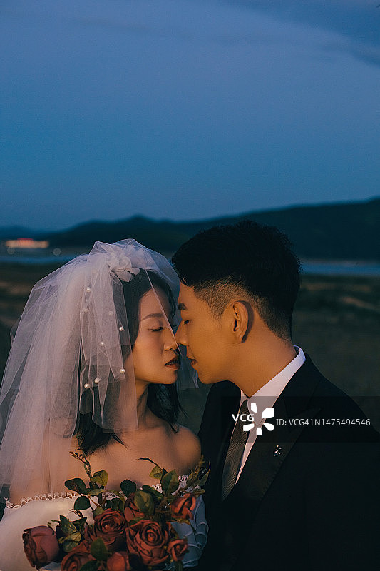 新婚夫妇亲吻图片素材