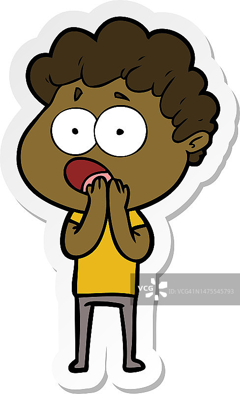 卡通男子惊讶喘气的贴纸图片素材