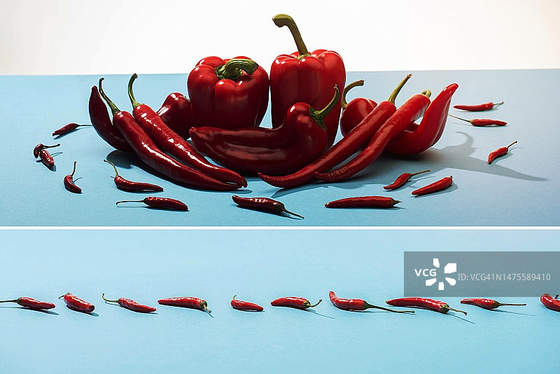 餐桌上的红辣椒（高角度）图片素材