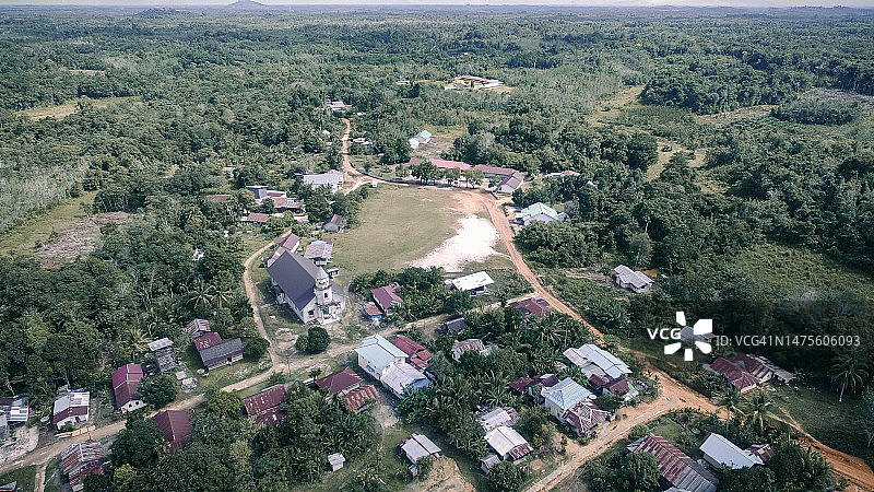 印尼昔加里，吉登巴克航空村的航拍图片素材