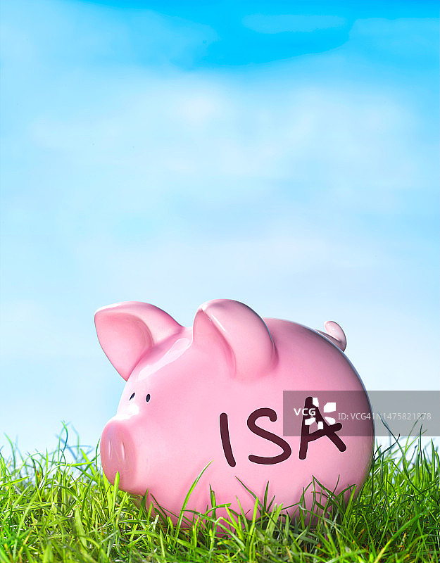 草地上的投资储蓄账户储蓄罐图片素材