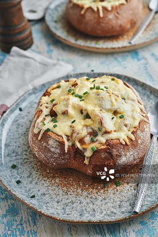 法式洋葱面包碗图片素材