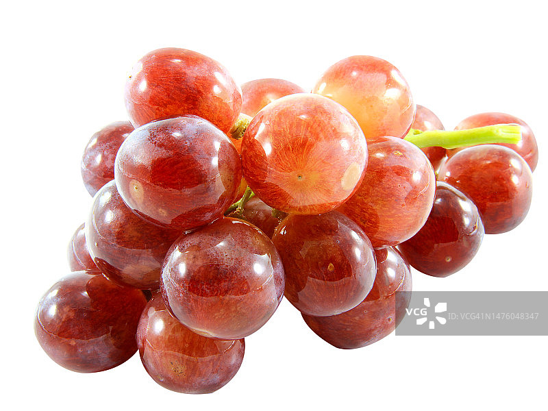 一串紫色葡萄，香甜的水果，白色背景图片素材
