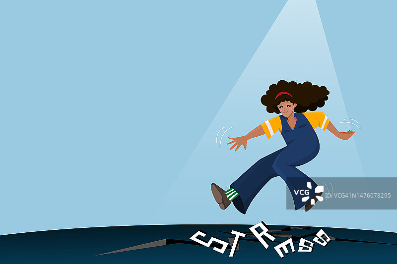 医疗保健概念插图，女性通过跳舞缓解压力，享受放松心情图片素材