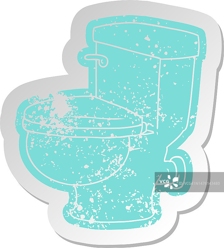 浴室马桶复古卡通贴纸图片素材