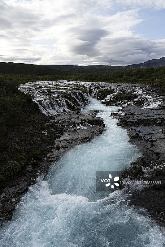 冰岛中部的布鲁阿尔瀑布图片素材