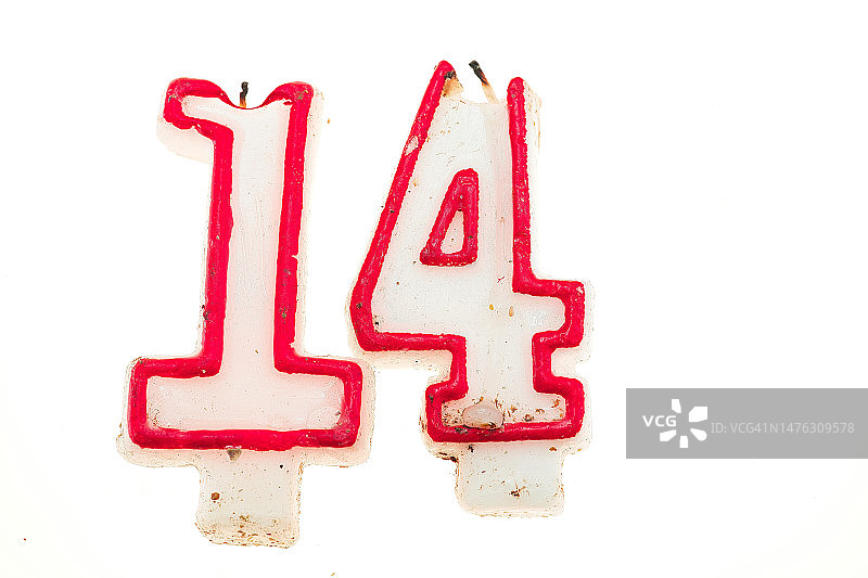 旧蜡烛上的14号图片素材