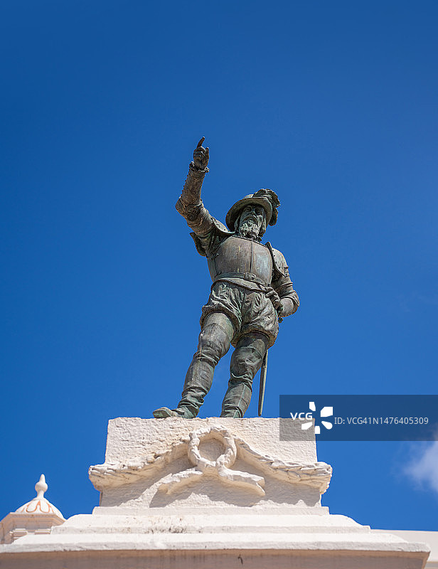 旧圣胡安的庞塞·德·莱昂雕像，波多黎各图片素材