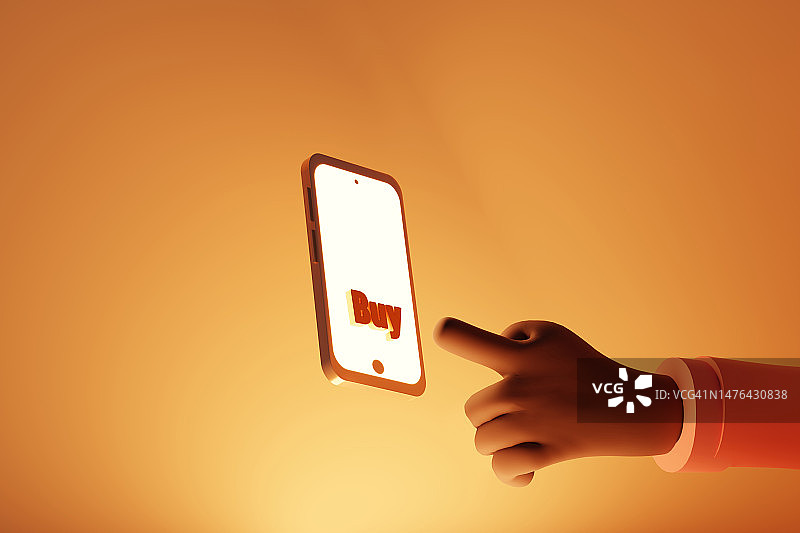 卡通手购买数字资产的低多边形概念2.5D渲染图片素材