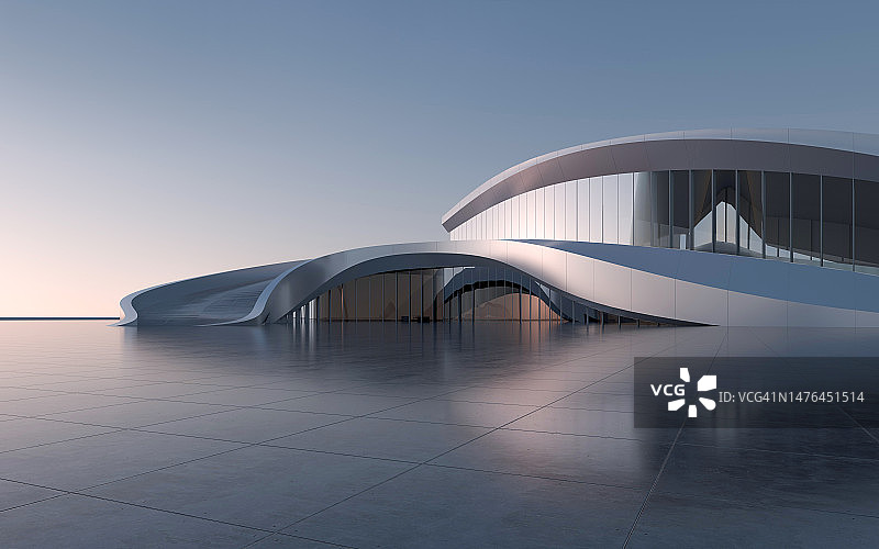 空旷的广场前的现代建筑图片素材