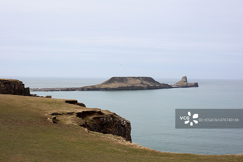 眺望斯旺西戈尔半岛的蠕虫头图片素材